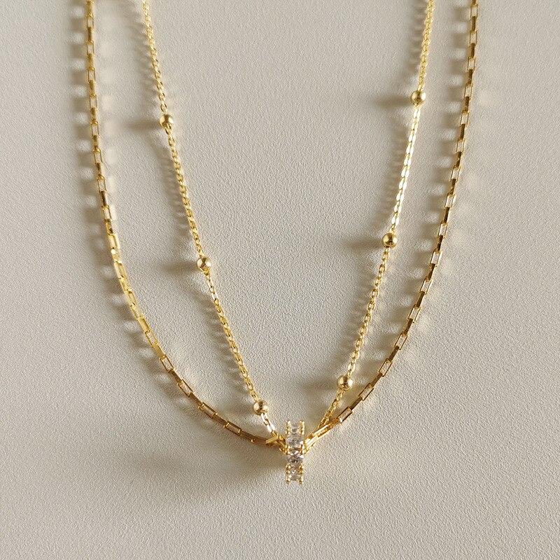 

925 стерлингового серебра Богемия многослойная цепь ожерелье для женщин винтажные традиционные 18-каратное золото ювелирные изделия аксессуары подарок девушке