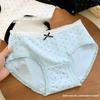 Ladies Summer New Style Sweet Pokdot Pure Cotton No Trace Breathable Mid Waist Triangle Briefs