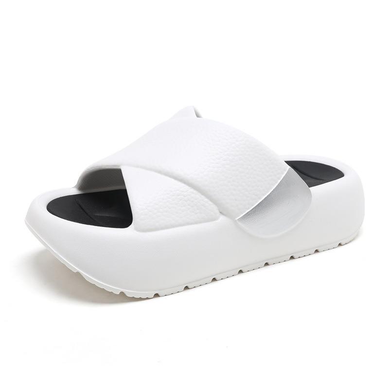 Slippers women's new fashionable thick bottom heightening outer wear sandals comfortable muffin bottom non-slip one-word indoor home mops
