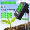 Soil Tester 6-in-1 High Precision Digital PH Moisture Temperature Light Fertility Meter with Real-time Display Soil Testing Kit