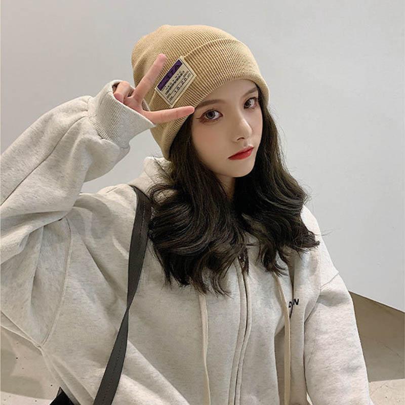 Autumn Hat Female Winter And Warm Candy Color Knitted Hat Japanese Wild Big Face Was Thin Woolen Hat Student