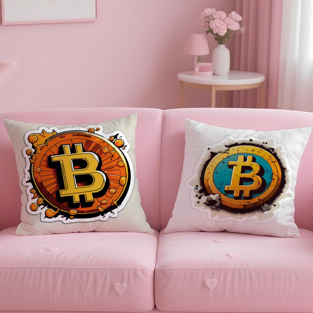 B-Bitcoin Cryptocurrency Btc Cushion Cover Comfortable Reversible Pillow Cover Ideal for Car Sofa Bedroom & Beyond