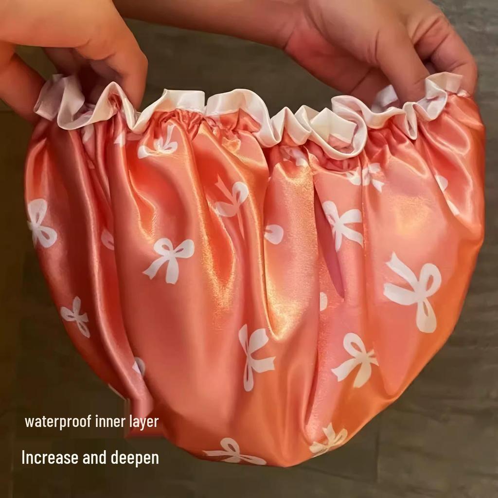 Double-Layer Waterproof Shower Cap for Women & Kids - Anti-Wet & Anti-Oil Smoke Hair Protection Mask 2025.