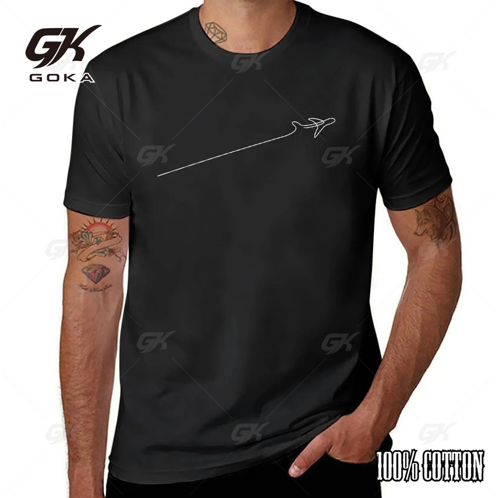 

New Fashion Minimalist Line with Airplane Design Graphic Tshirt Casual Comfortable Men s and women s short sleeve tops 4XL