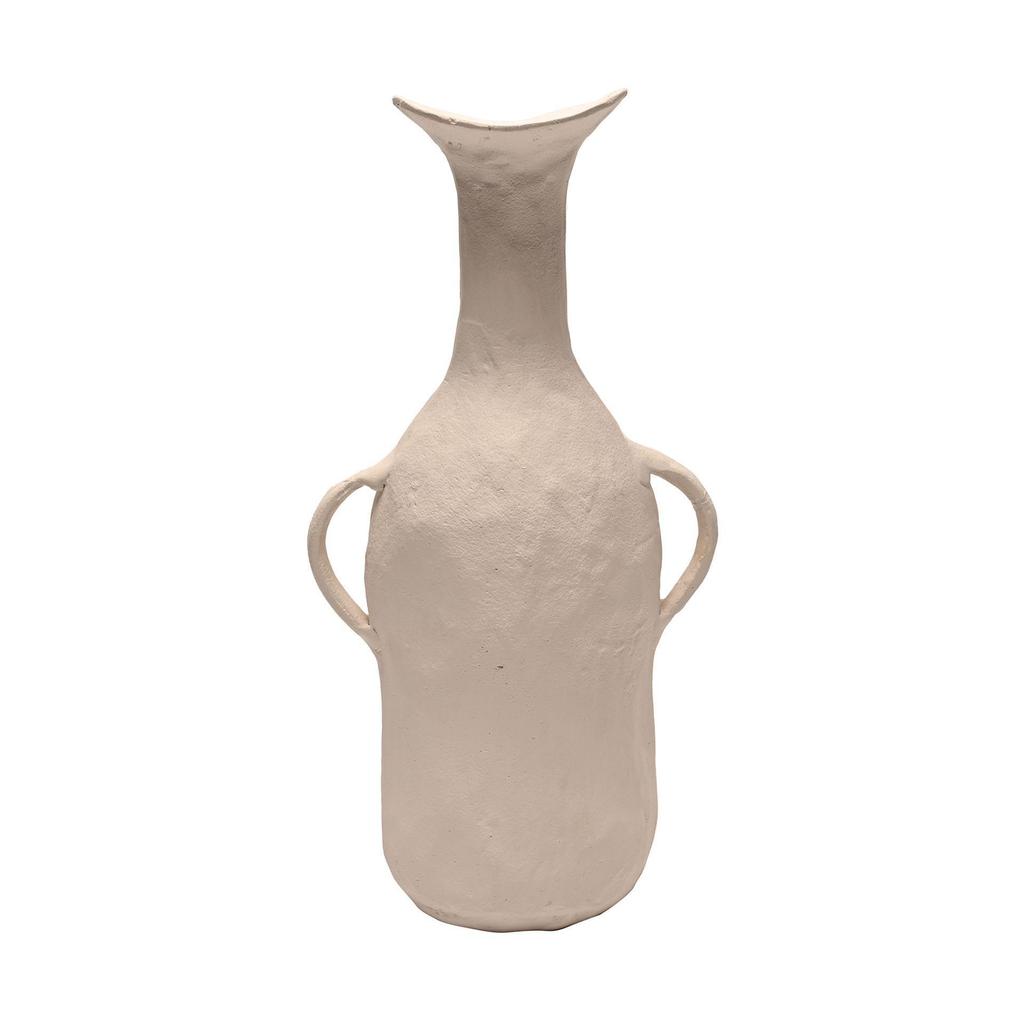 Hestia Tapered Metal Vase with Handles - White