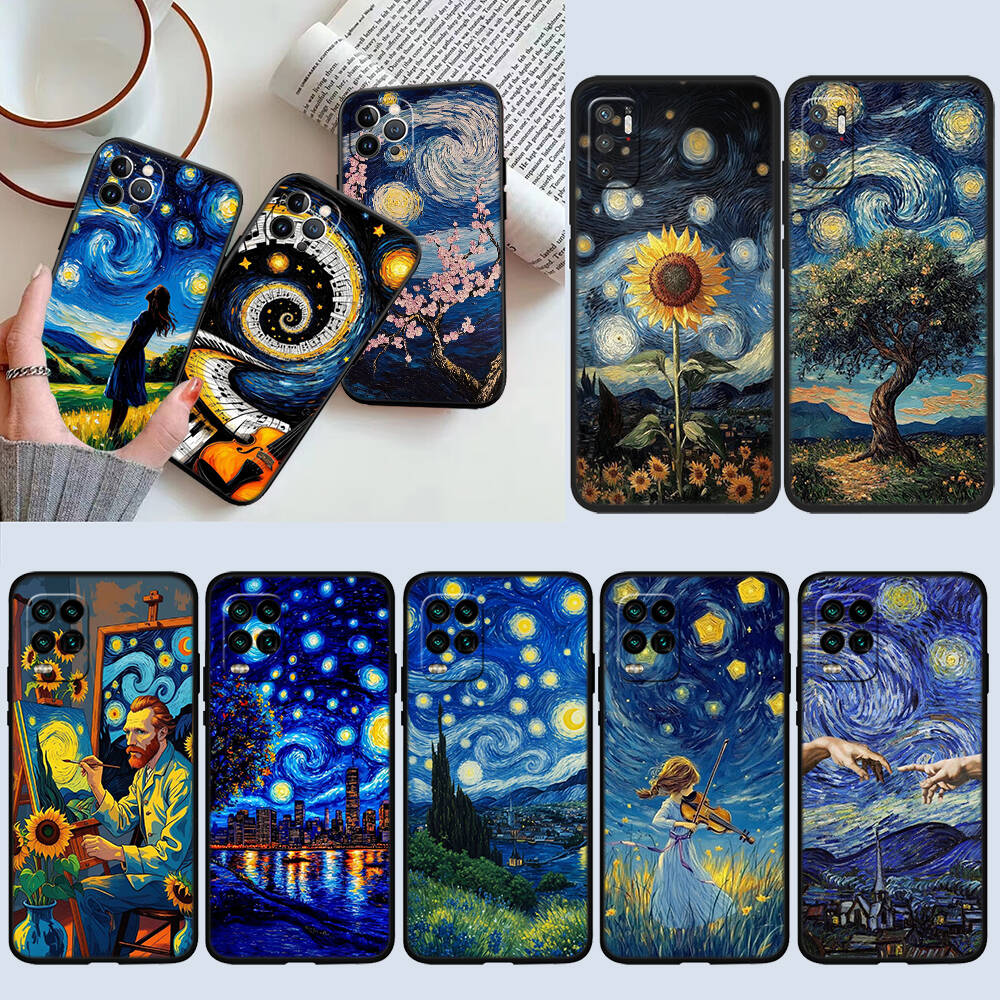 Starry Night Van Gogh Phone Case for Redmi Note 12 12S 12C 13 13C 13R 14 14S 14R 14C 11A 13X A3 A3X A4 A5 Pro Max Plus