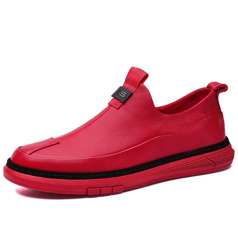 Fashion Man PU Leather Casual Shoes Man Sneakers Comfortable Slip on Flats  Fashion Korean Shallow Loafers Zipper Flat Sneakers 2024