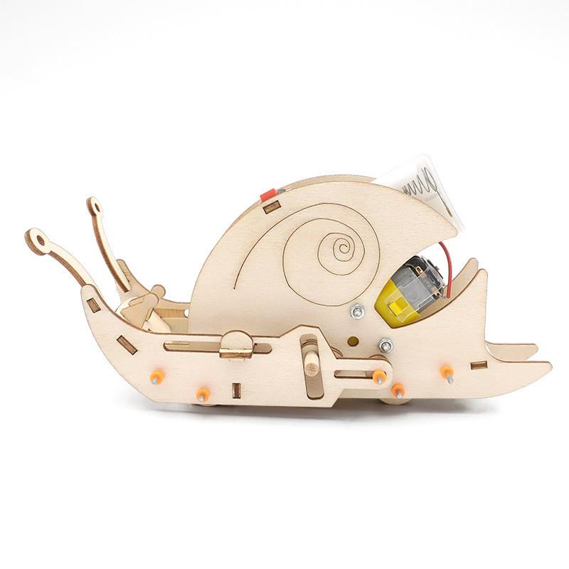 

Children s Customizable Wooden Electric Snail Model Diy Science Kit Handmade Material Educational Physics Toy J-29 Material Pack