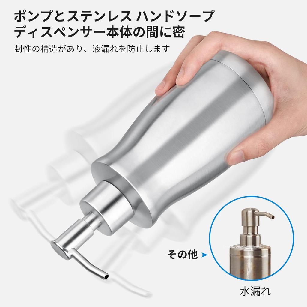 GLUBEE 304 Stainless Steel Hand Soap Detergent Dishwashing Refillable Pump Suitable for 400ml Capacity Dispenser, Stylish, Container, Detergent,