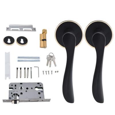 Serrure de porte silencieuse de type divisé Style européen Poignée de porte intérieure pour chambre à coucher salle de bain Noir