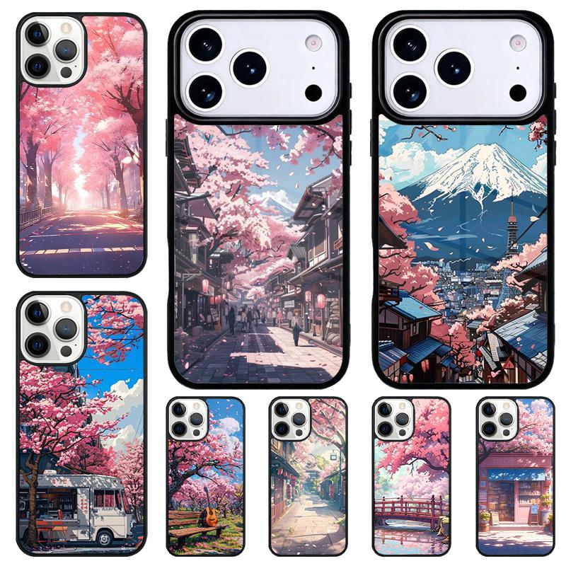Tokyo Sakura Cherry Blossom Shockproof Phone Case for iPhone 17 Air 16e 15 11 12 14 13 Pro Max Cover Coque