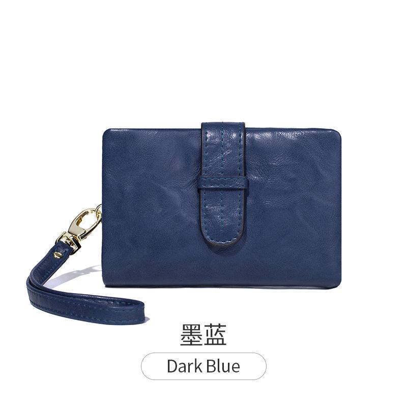 New Women's Wallet Retro Solid Color Portable Short Wallet Simple Fashion Large Capacity Change Bag