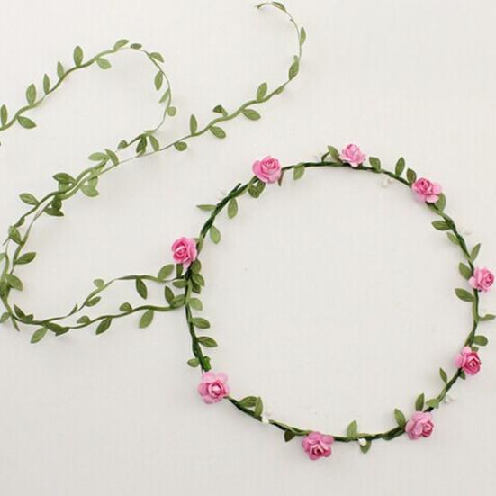 Assorted Colored Rose Flower Crown for Women Floral Bohemian Headpiece Fairy Wreath Headband with Green Leaves for Wedding Party