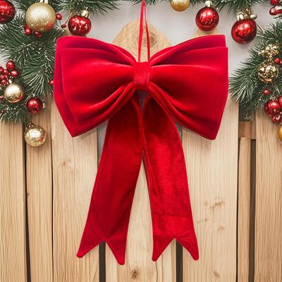 Velvet Christmas Bows 19x25 Inch Holiday Decor Hangable Holiday Decorations for Front Door Office Wreath Staircase Window Sill