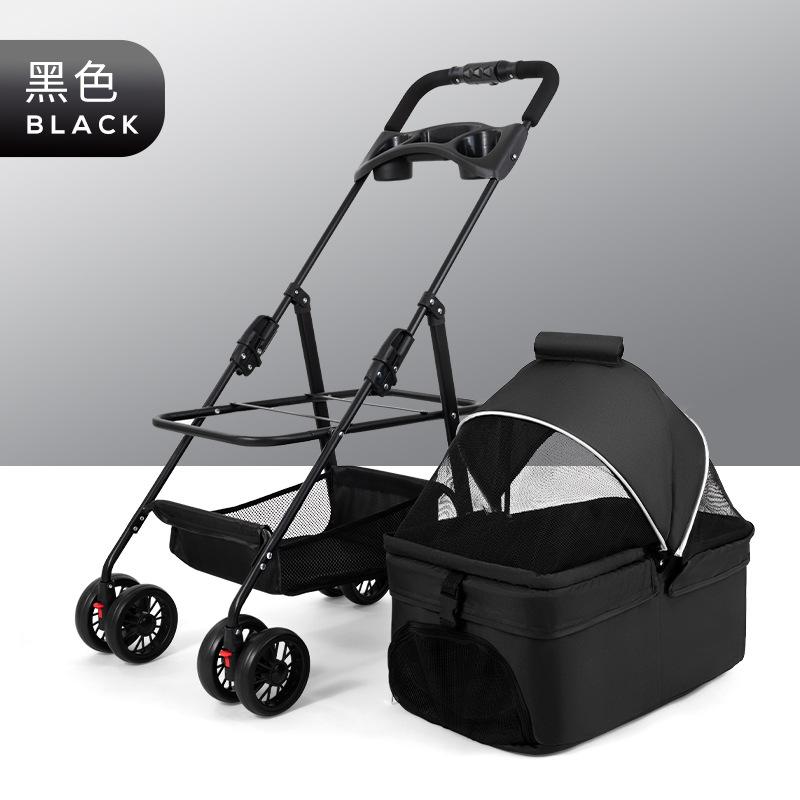 

Foldable Pet Stroller Lightweight Cat Dog Carrier Travel Cart Breathable Dog Basket Portable Puppy Pushchair for Outdoor Walking 45x62x98cm