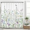 Vintage Botanischer Druck Blumiger Duschvorhang, Badezimmer Dekorativer Blumen Duschvorhang, Wasserdichter Duschvorhang Mit Haken