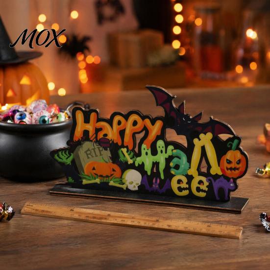 Tiered Tray Halloween Decor Wooden Ornaments for Tabletop Decorations, Stable Base Table Decorative Wood Signs Centerpiece Home Party And Spooky