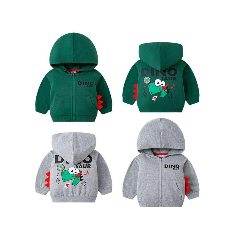 Boys' Pure Cotton Sweatshirt Jacket Spring and Autum Kidsren's Clothing Kidsren's Printed Dinosaur Top Baby Boy Hoodie Zipper Shirt