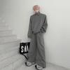 Spring retro stand-up neck cardigan sweater set men's niche webbing decorative design casual trousers sports two-piece set