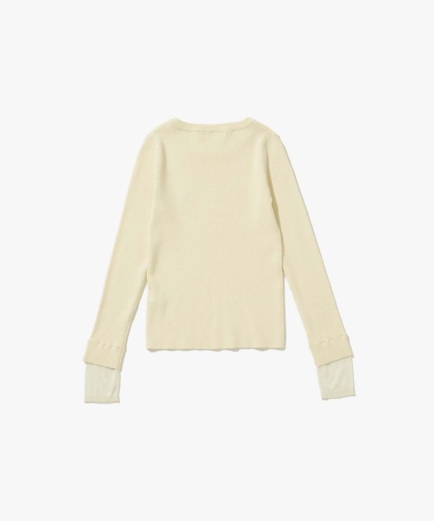 PLAC WOMEN Color Layered Round Neck Knit Ivory