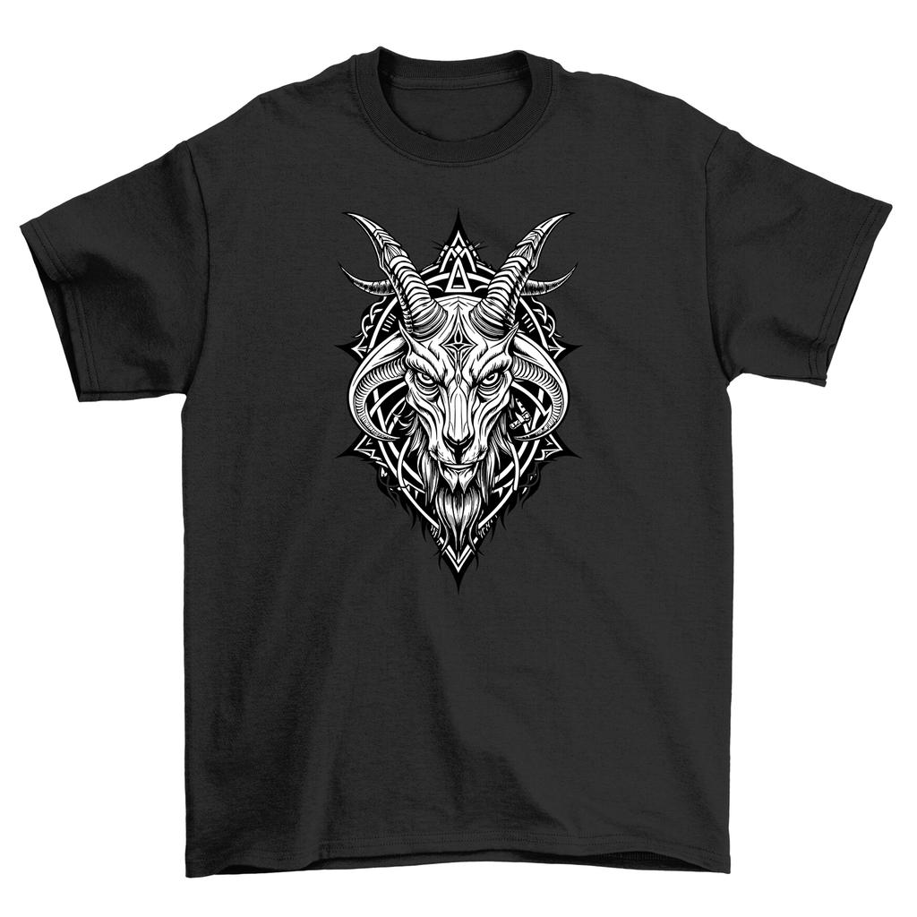 Gothic_32 T-Shirt Mens Womens Tees Top: Unleash Your Inner Baaa-dness! Funny Goat Head Design, 100% C