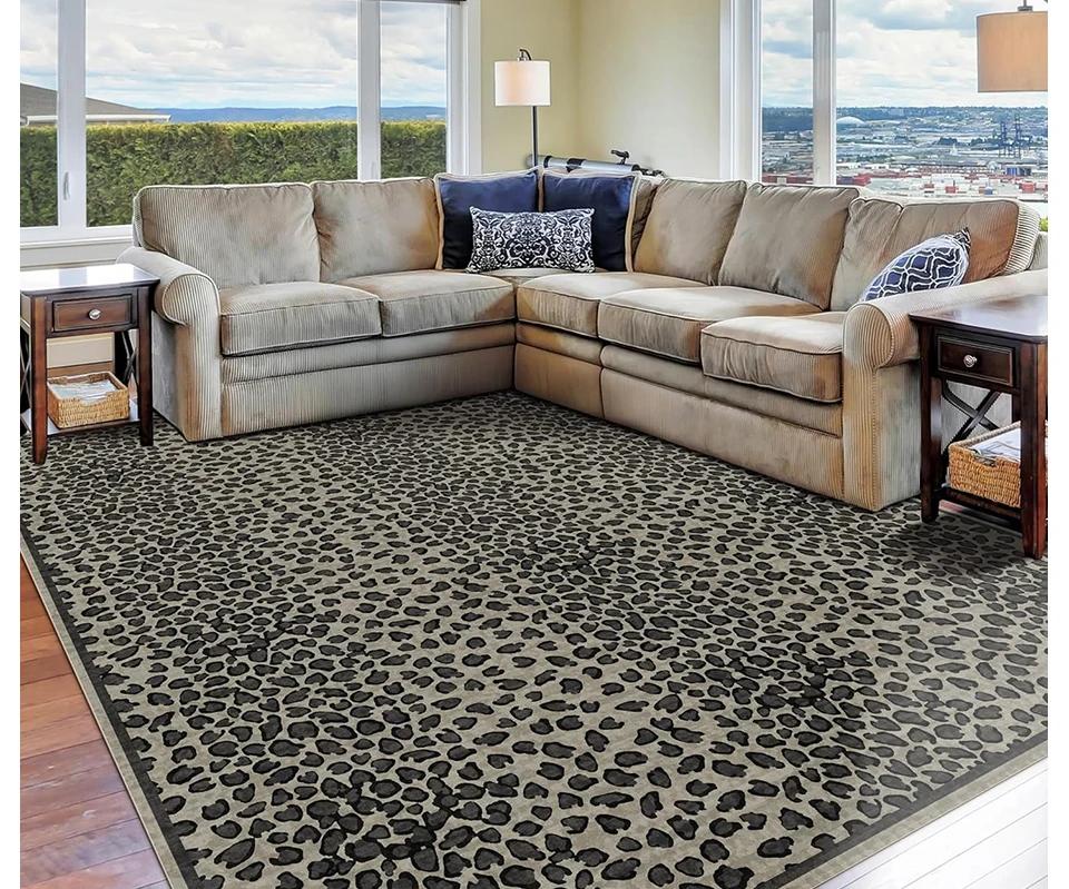 Tapete de Sala de Estar Tamanho Grande Quarto Cabeceira Tapete de Chão Lavável à Máquina Tapetes Estampa Guepardo Leopardo Retrô Decoração de Casa Tapete