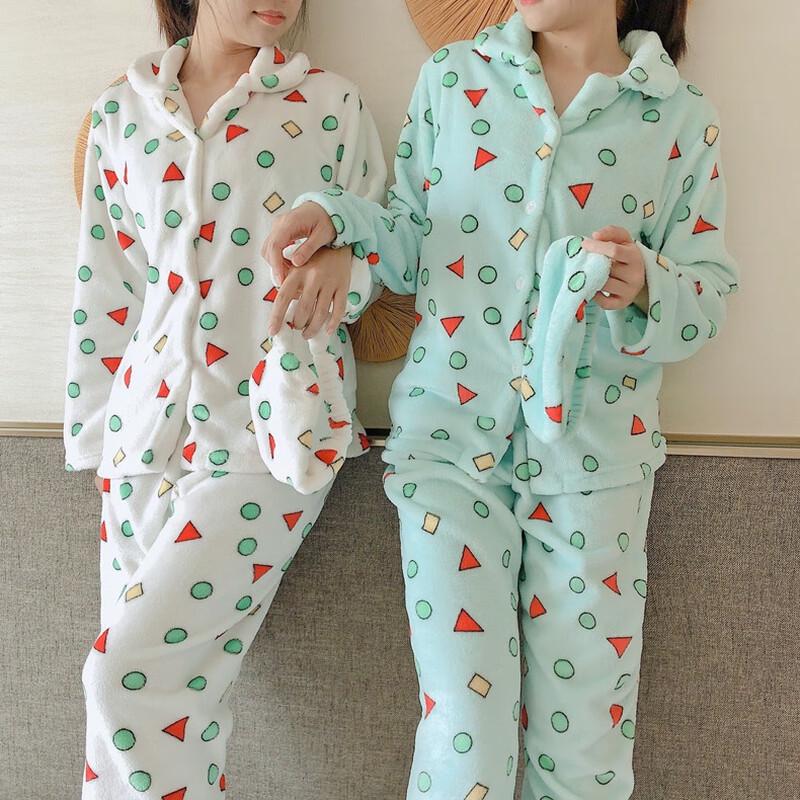 OEING Damen Winter Cartoon Flanell Pyjama Set