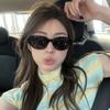 Retro Oval Cats' Eye Sunglasses Women's High Sense To Make Big Face Thin-Looked 2 New Uv Protection Sun Glasses