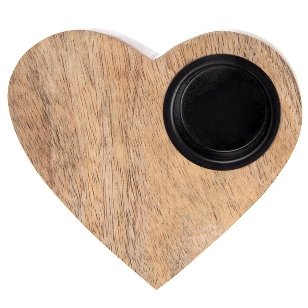 Świecznik Drewniany Stojak Podstawka Świeczkę Tealight Stół Serce 13 Cm