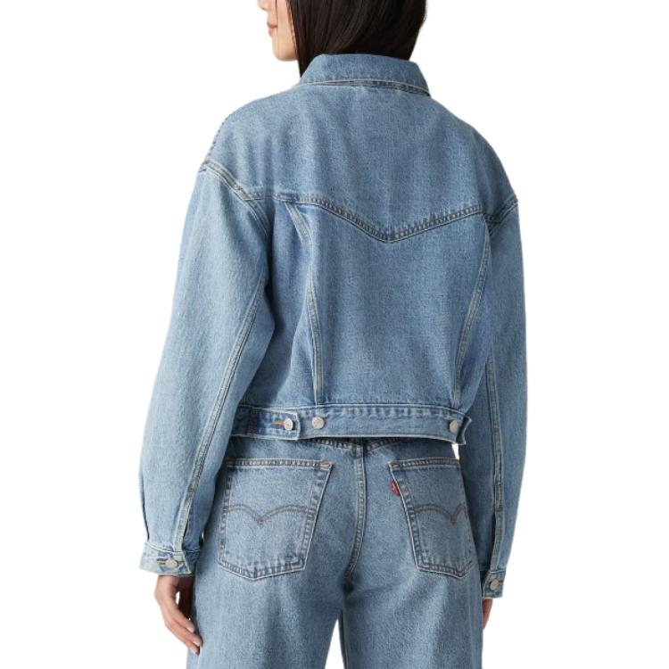 Levis Solid Color Button-Down Loose Fit Drop Shoulder Long Sleeve Denim Jacket Women jackets Blue A9155-0001