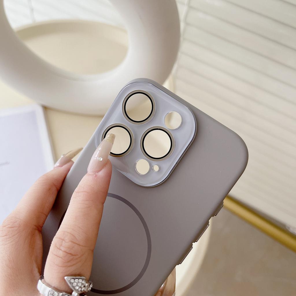 Applicable to iPhone16 thin ring magnetic mobile phone case Soft and skin-friendly Apple 15 crystal lens film Anti-drop protective case
