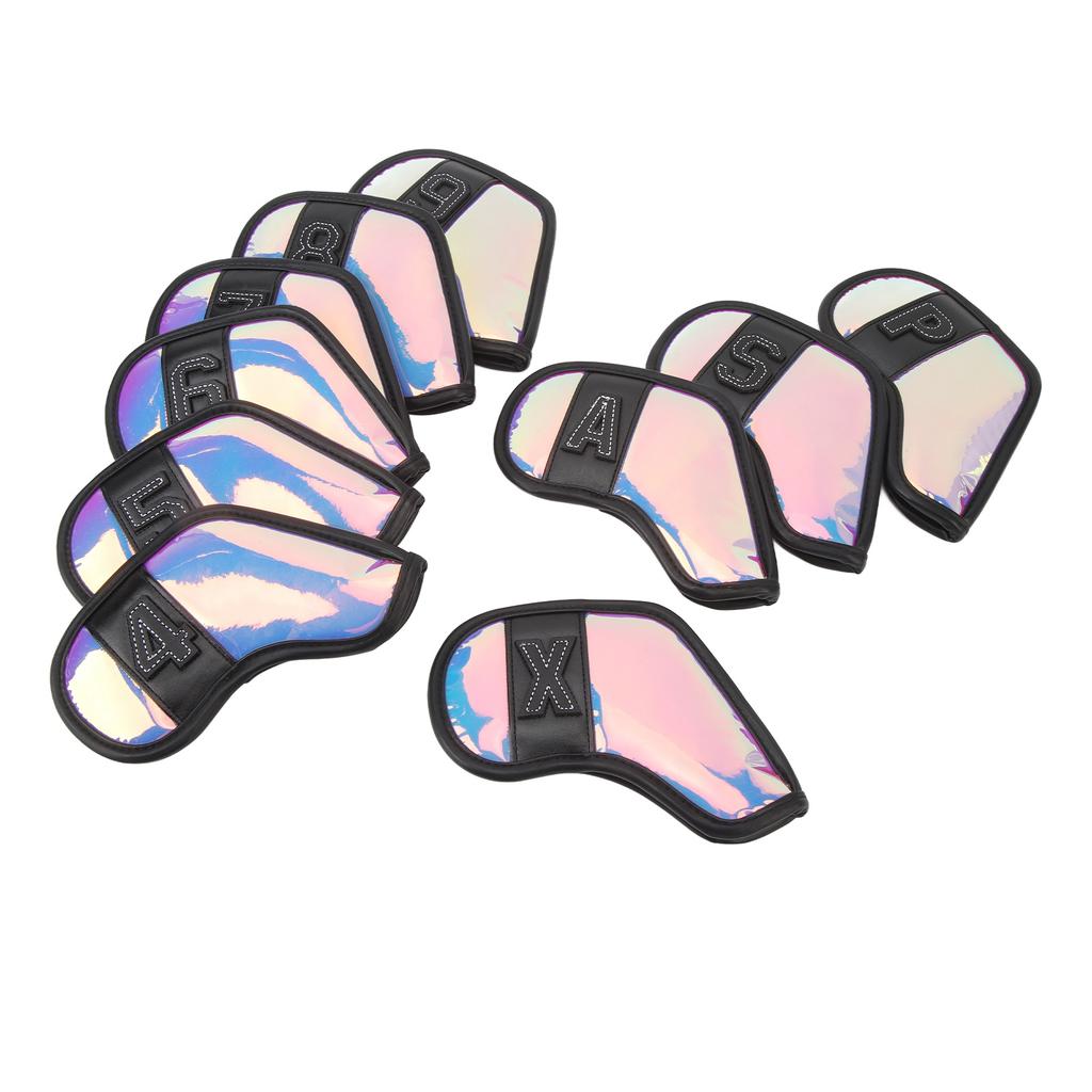 10 PCS Golf Club Head Covers PU Fabric Surface Stylish Impact Proof Scratch Proof Golf Iron Covers