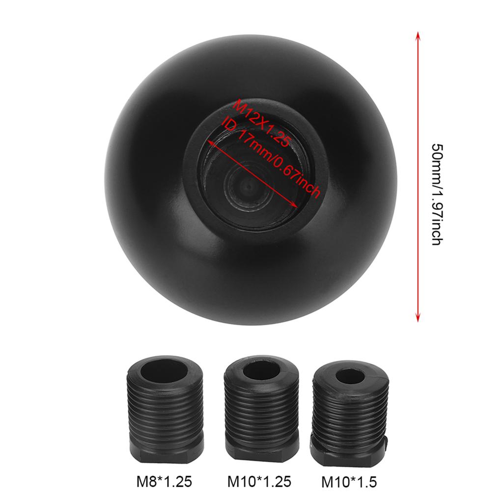 Aluminium Gear Lev RoundShape Knob Adapt Kit Black with 3 Hole Sizes, Easy Install, Comfortable Grip for