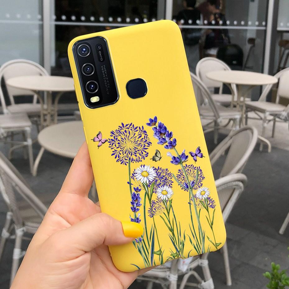 Fashion Cute Flower Milk Silicone Case For Vivo Y30 1938 Y50 1935 Black Soft TPU Phone Cover For Vivo Y 30 50 Y30 2020 Back Case