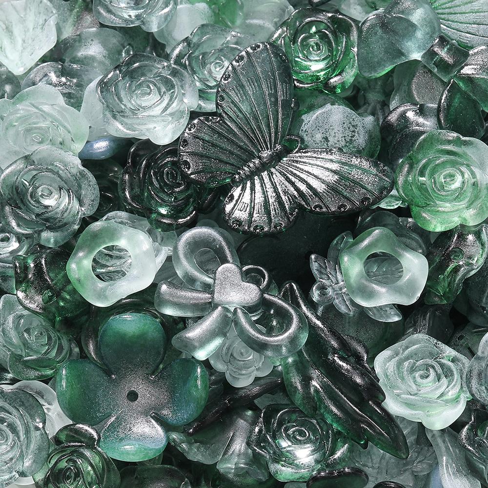 20g/Lotto Perline Miste Foglie Fiori Farfalla Perline Distanziatrici Acriliche per Creazione Gioielli Braccialetti Fai da Te Accessori Forniture