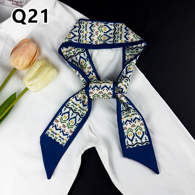 New Long Versatile Silk Scarf Tied Hair Band Bow Letter Floral Streamer Tied Bag Gift Small Silk Scarf