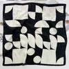 1116 new geometric black and white silk scarf women's autumn high-end small square scarf temperament fashionable versatile scarf for elders
