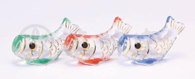 Yakushi Kiln Chopstick Rests, Made In Japan, Glass Crystal Carp Streamer Set (Chopstick Rests, Three Colors)