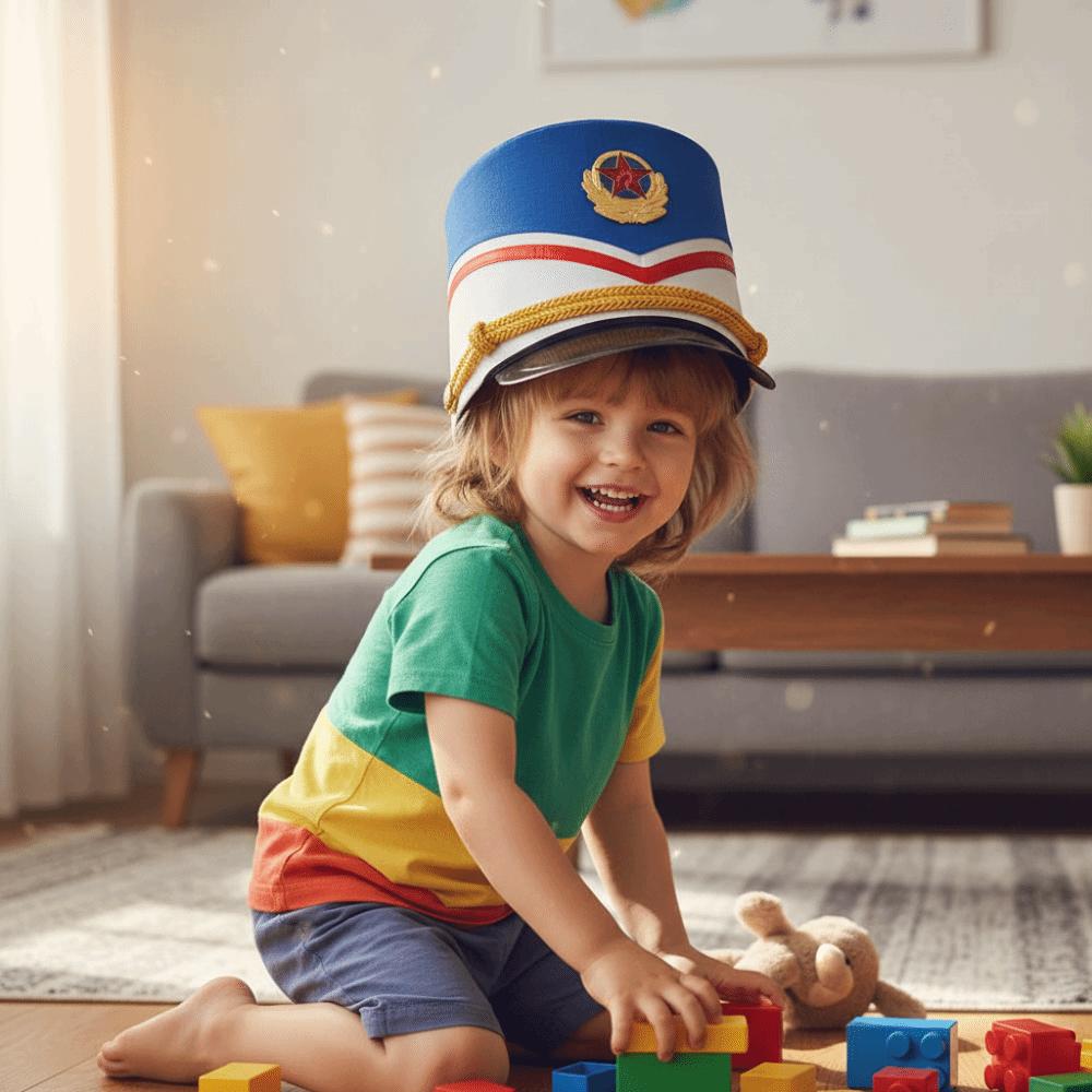 Gold Trim Strips Drum Major Master Hats Skin-friendly Soldier Top Cap Marching Band Hat  Halloween