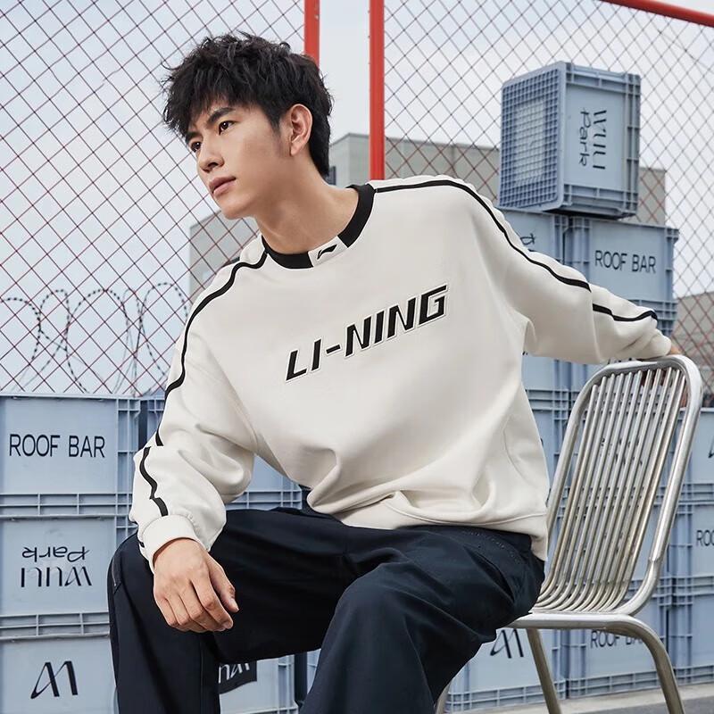 

LI-NING Couple s Letter Embroidery Pullover Sweatshirt L