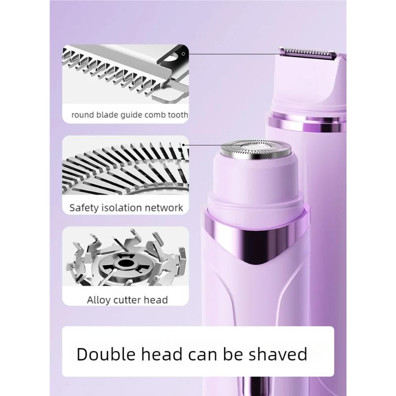 Double Head Shaver for Women Hair Removal Rechargeable Cordless Bikini Trimmer Smooth Skin Hair Trimmer Waterproof Portable