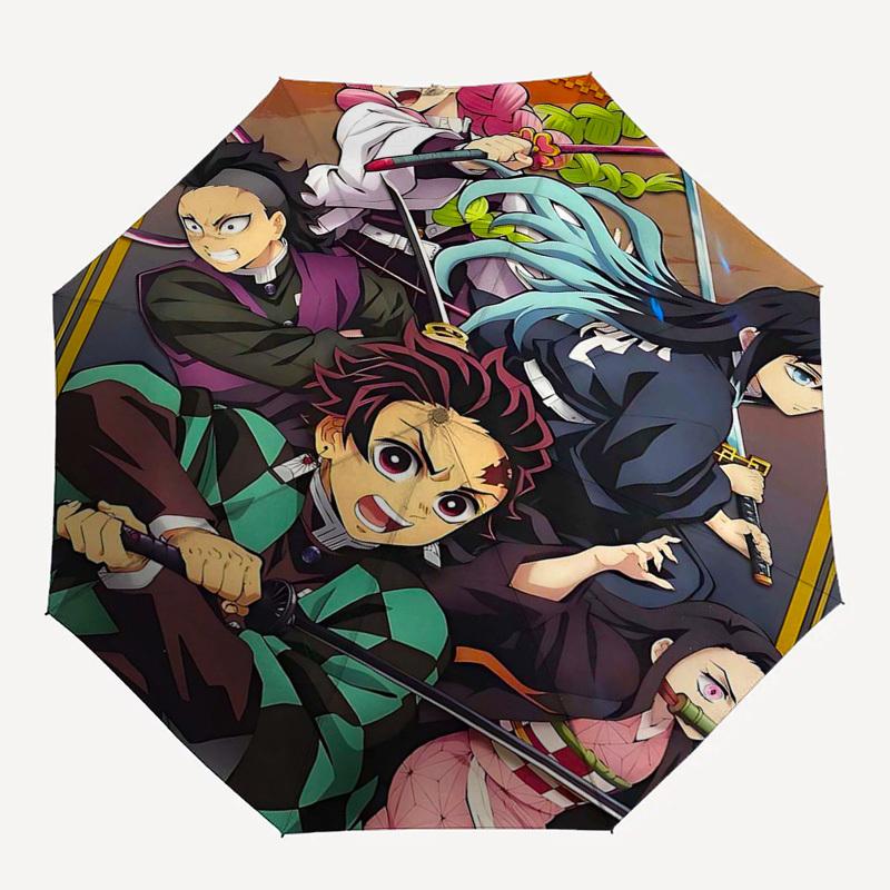 1pc Tanjiro, Nezuko, Zenitsu & Rengoku Outdoor Umbrella - Demon Slayer Automatic Folding Umbrella with 8-Bone Iron Frame for Fans, Travelers, Daily Us