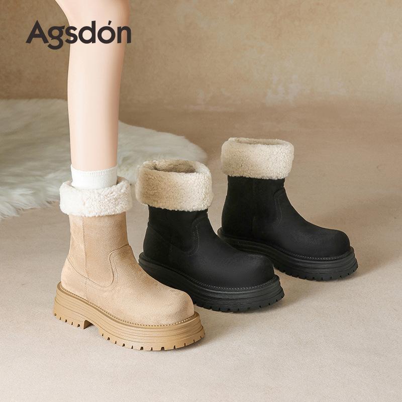 Augustine Fleece Snow Boots New Winter Thickened Short Cotton Boots Thick Plush Martin Boots