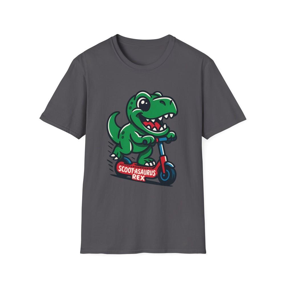 

Unisex Softstyle T-Shirt Chibi T-Rex Scooter Funny Cartoon Creature Graphic Tee S