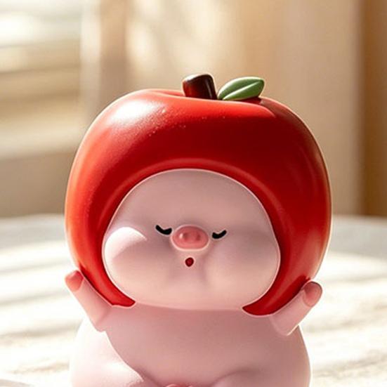 Red Fruit Pig Toothpick Box Cartoon Animal Shape Toothpick Holder Dispenser Dust-proof Kitchen Toothpick Organizer Container