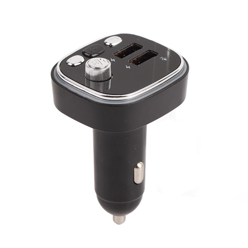 Car Bluetooth Player 2 USB Ports Charger 7 Color Lights FM Transmitter For Hands Free Calling Silver