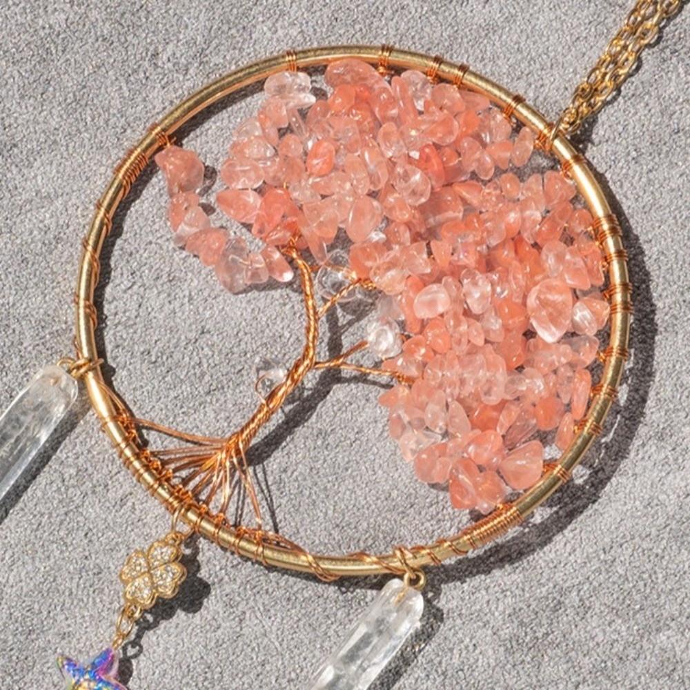 Lucky Crystal Stone Dream Catcher Boho romantic Crystal Suncatcher natural creative Rainbow Dreamcatcher Window Decor
