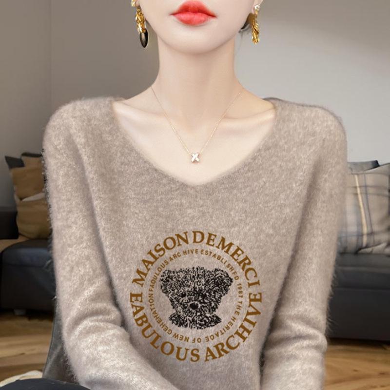 

Женская трикотажная футболка в корейском стиле с принтом флиса Энди, круглым вырезом и длинным рукавом, осенняя XL