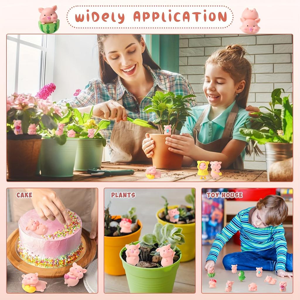 19 Pcs Miniature PVC Pig Figurines Toys Figure Animal Toys Set
