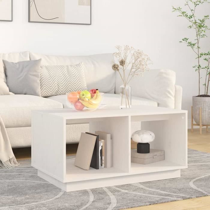 814435 vidaXL Table basse Blanc 80x50x40 cm Bois massif de pin